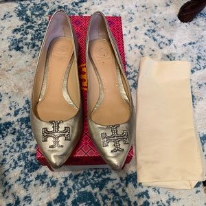 Tory Burch Silver Kellen Flat